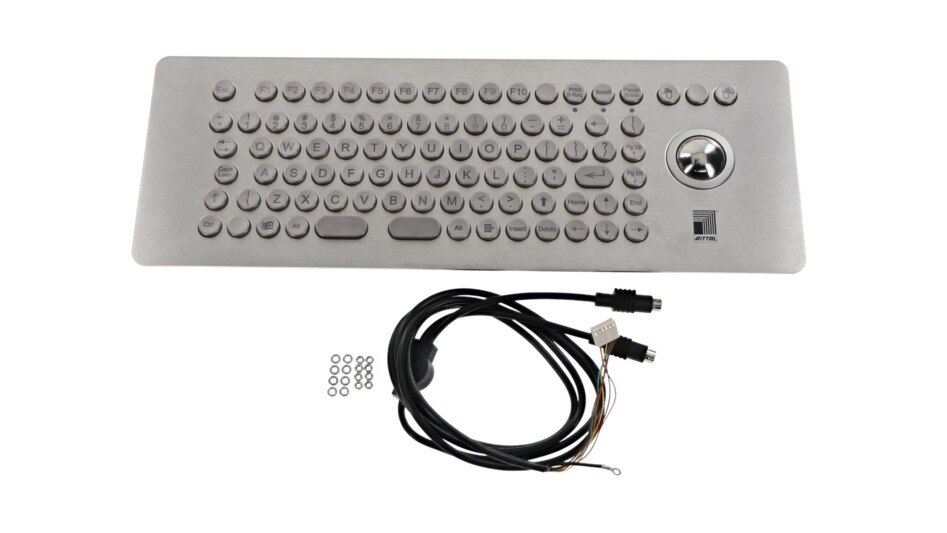 Stainless steel keyboard with Trackball product photo product_unpacked_80degrees L